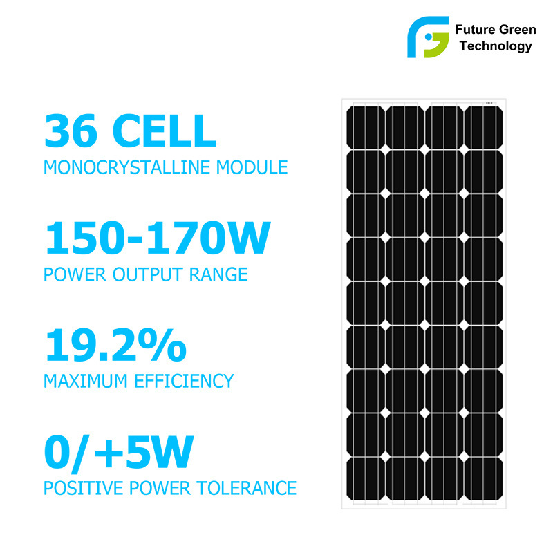 FGET 160W 18V High Performance Renewable Energy Module Monocrystalline Solar Panel