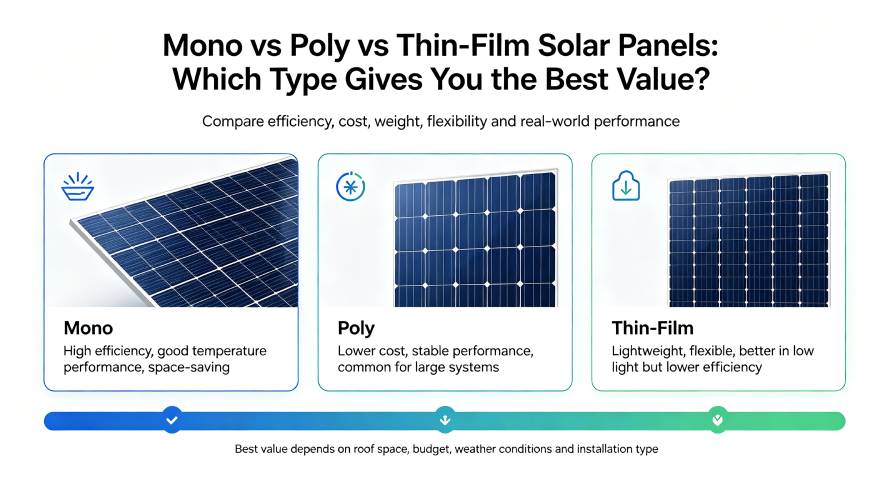 Mono vs Poly vs Thin-Film Solar Panels Comparison